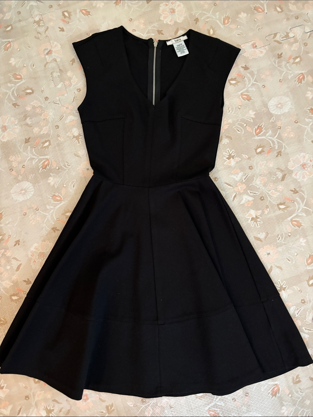Bar III Black V-Neck Fit & Flare Mini Dress
